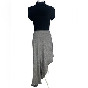 BCBGeneration / Black + Cream Asymmetrical High-Low Skirt / Small / Goth Boho